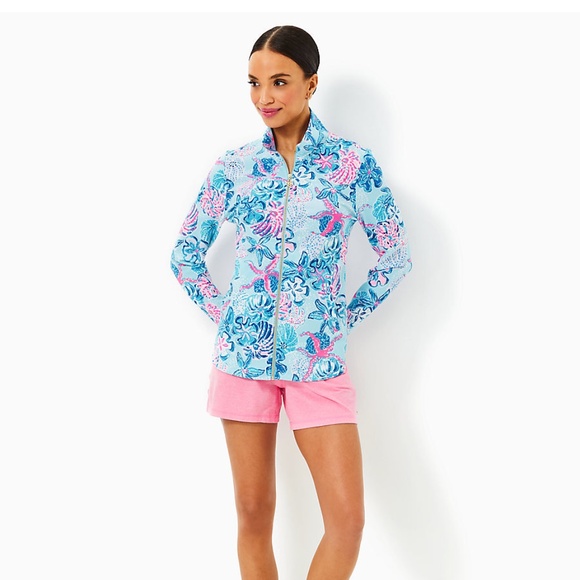 NWOT Lilly Pulitzer LEONA UPF 50+ ZIP-UP, MULTI BAHAMAS BEACHCOMBER - Picture 1 of 2